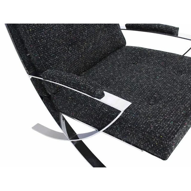 Mid-Century Modern Early 20th Century Vintage Scissor X-Base Chrome Lounge Chair For Sale - Image 3 of 10