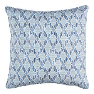 Schumacher Dexter Indoor/Outdoor 20" Pillow in Blues For Sale