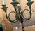 Pair Neoclassic Italian Carved Wood Iron Black Gold Painted Arrow Wall Sconces For Sale - Image 12 of 12