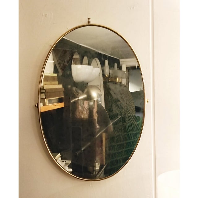 Oval Brass Wall Mirror, Italy, 1950s For Sale - Image 6 of 8