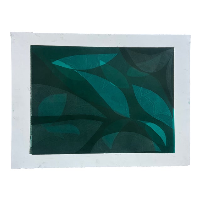 Original Abstract Botanical Layered Monotype Artwork “Brazil I”, Unframed For Sale