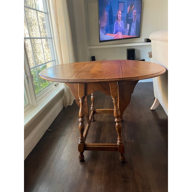 Wood Ethan Allen Drop Leaf Table For Sale - Image 7 of 8