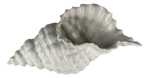 Large White Ceramic Shell Centerpiece by Alberto Smania for Studio Smania, Italy, 1970s