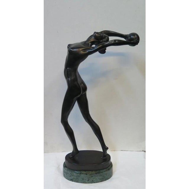 Black Early 20th Century Art Deco Figural Bronze by Olive Kooken For Sale - Image 8 of 12
