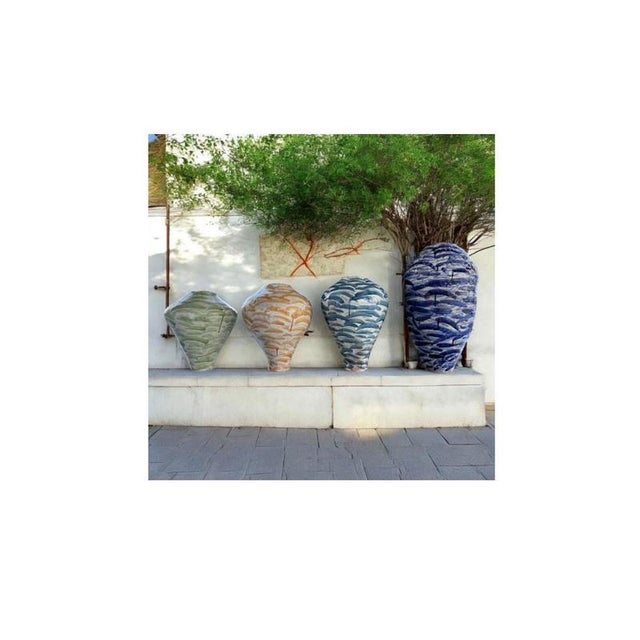 Essence of Form Brushstroke Ocean Blue Handcrafted Vase by Onofrio Acone For Sale - Image 9 of 10