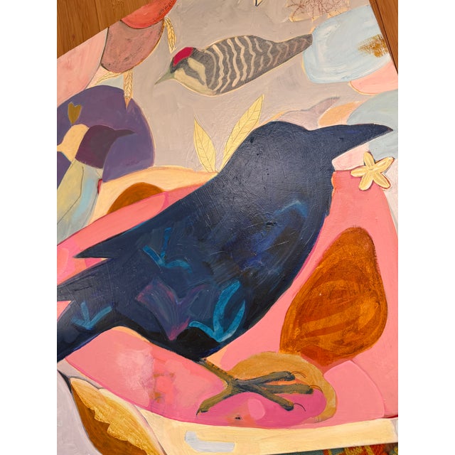 “Raven and Friends” a Fun Bird Painting by LWren Walraven For Sale In Santa Fe - Image 6 of 16
