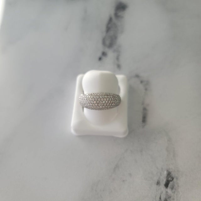 2020s 2 Carat Diamond Pave Wedding Band 18k White Gold, Size 6 For Sale - Image 5 of 5