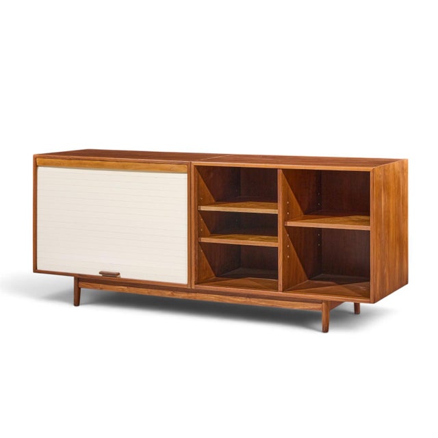 Mid-Century Modern Jens Risom Mid Century Walnut Tambour Door Credenza For Sale - Image 3 of 10