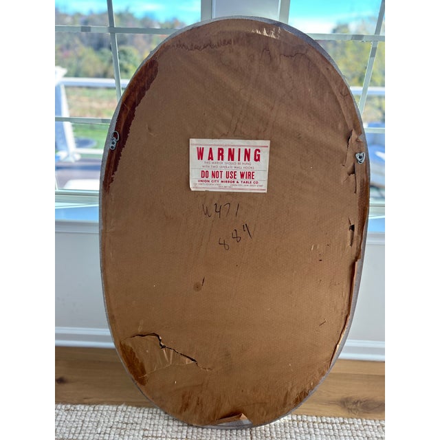 1950s Hand Carved Floral Mirror, Oval Shaped Wall Decor, 48.5-Inch Tall For Sale In Philadelphia - Image 6 of 6