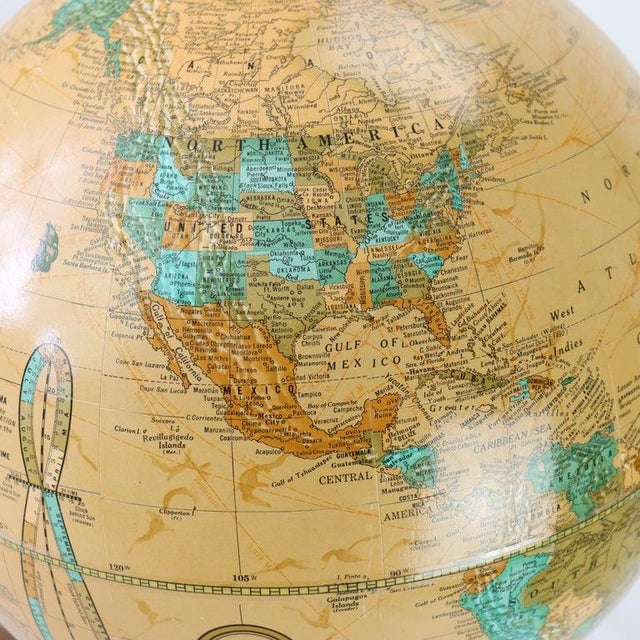 Metal Antique Cram’s Imperial World Globe With Cast Iron Clawfoot Base 20thC For Sale - Image 7 of 11