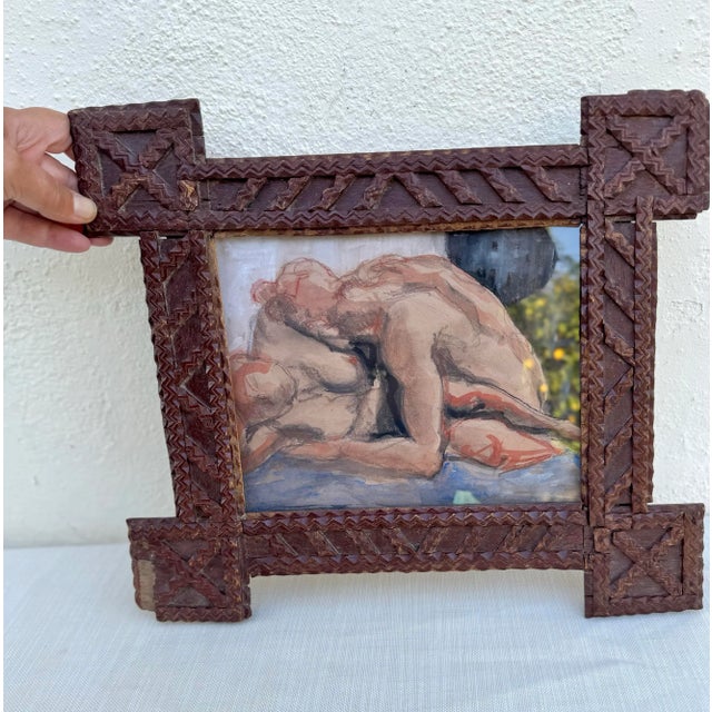 Stunning and romantic original watercolor/ conte / charcoal drawing by Los Angeles artist Erica Everage Art framed with...