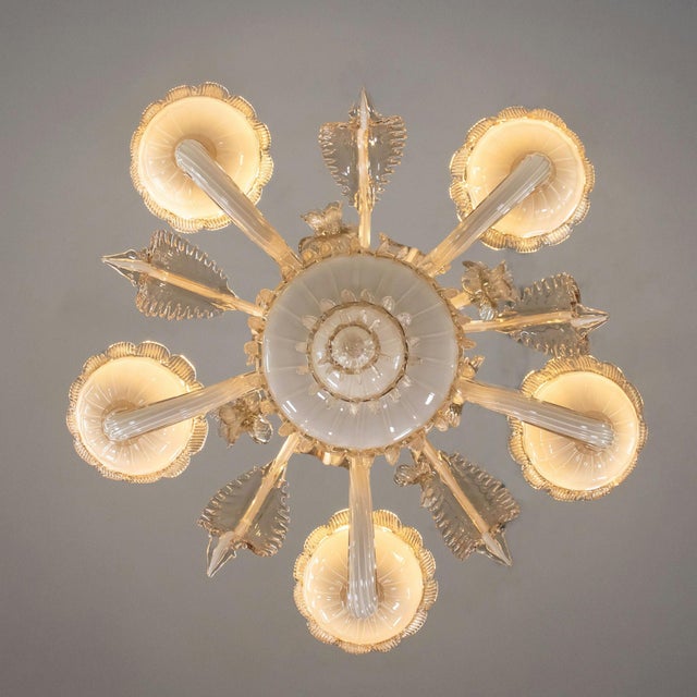 White Vintage Baroque Style Crème Brûlée With Honey Lattimo Murano Chandelier For Sale - Image 8 of 12