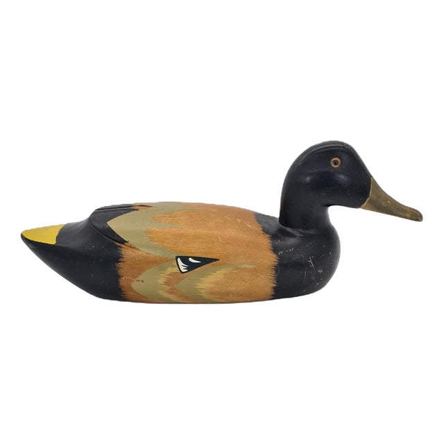 Hand-Painted Wooden Decorative Duck, 1960s-1970s For Sale