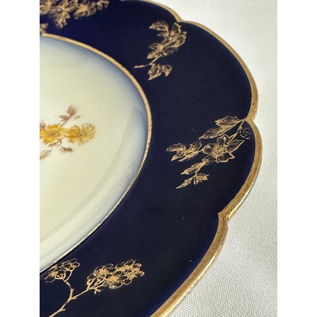 French Antique French Porcelain Haviland Limoges Soup Bowls – Cobalt Blue & Gold, CHF 1452, 9" - Set of 3 For Sale - Image 3 of 11