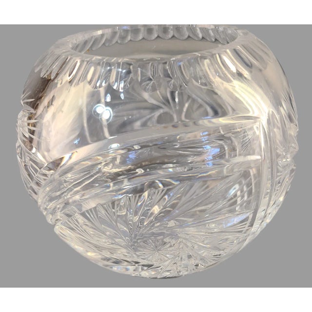 Vintage Cut Crystal Sunburst Rose Bowl Vase For Sale - Image 6 of 7