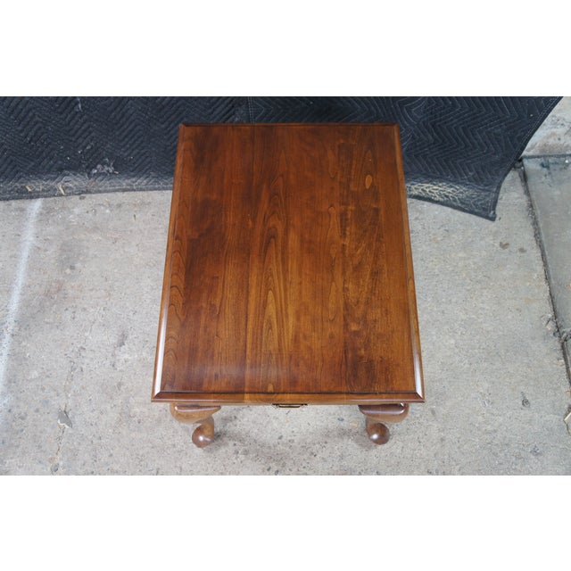 Wood Vintage Pennsylvania House Queen Anne Style Cherry Side Table With Drawer 27" For Sale - Image 7 of 13