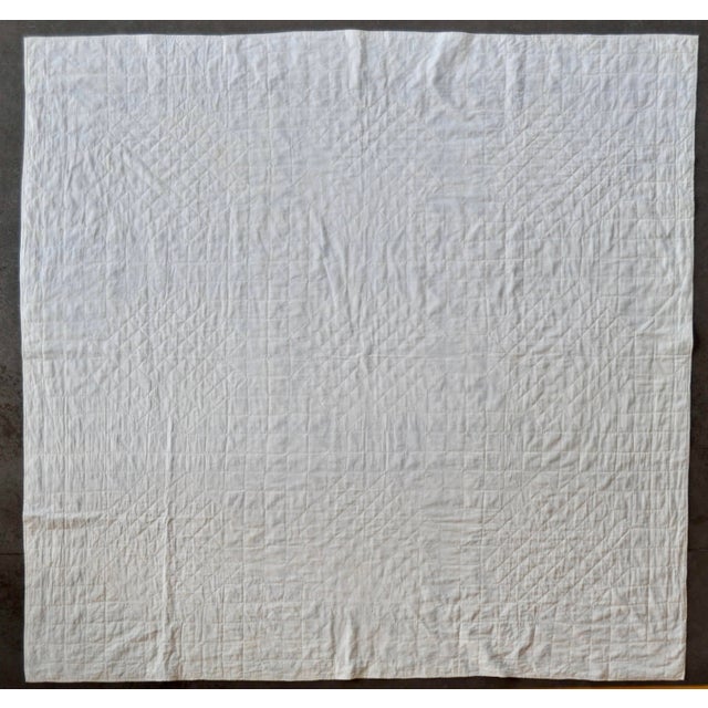 1940s Indigo and White Double Irish Chain Antique Quilt - For Sale - Image 6 of 10