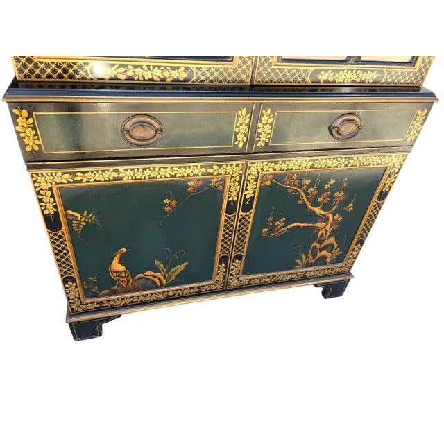 Chinoiserie China Cabinet/Hutch For Sale In Los Angeles - Image 6 of 7