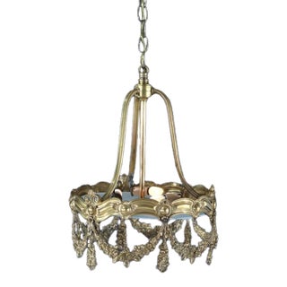 Antique Louis XIV Style Floral Drape Gilt Bronze Chandelier C1930 For Sale