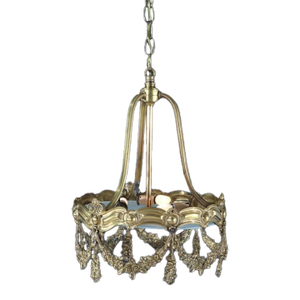 Antique Louis XIV Style Floral Drape Gilt Bronze Chandelier C1930