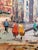 Mid-Century Modern Paris Scene, Oil on Canvas in Vintage Wood Frame For Sale - Image 3 of 5