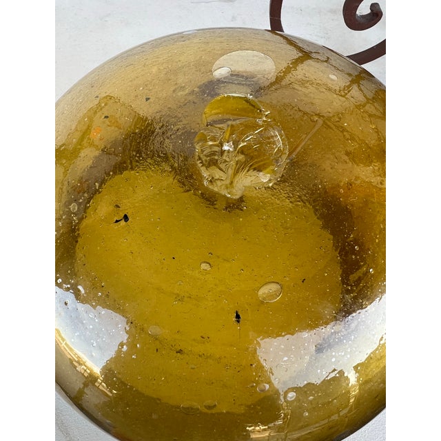 Vintage Cast Iron & Amber Glass Planter For Sale - Image 10 of 10