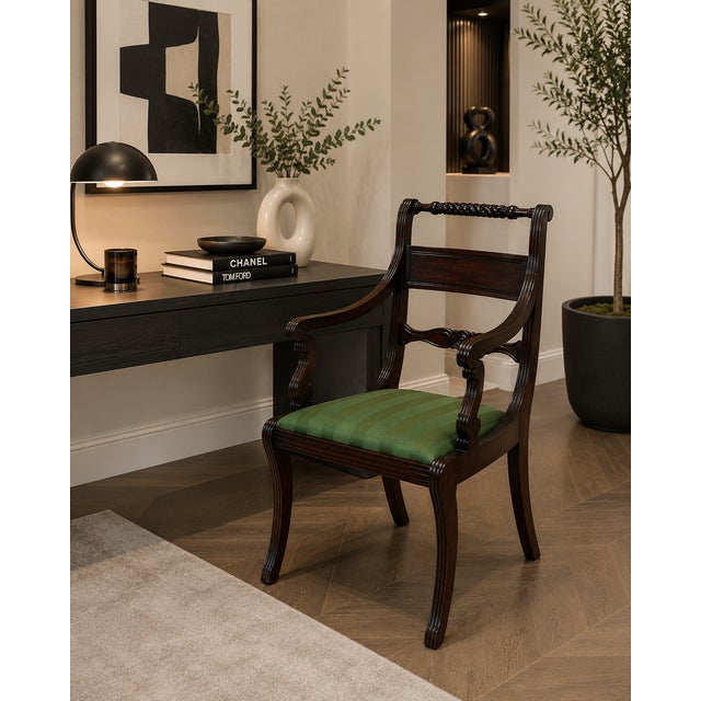 A fine antique Regency mahogany desk chair dating from around 1830, beautifully constructed with elegant proportions and...