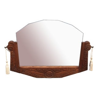 Art Nouveau Dutch Carved Oak Wall Mirror For Sale