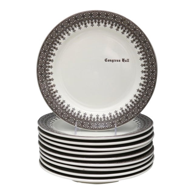 Iconic Congress Hall Hotel Dinner Plates, Set of 10 For Sale