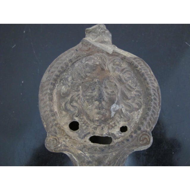 Late 20th Century Roman Style Medusa Gorgon Female Figural Terra Cotta Oil Lamp For Sale - Image 5 of 6