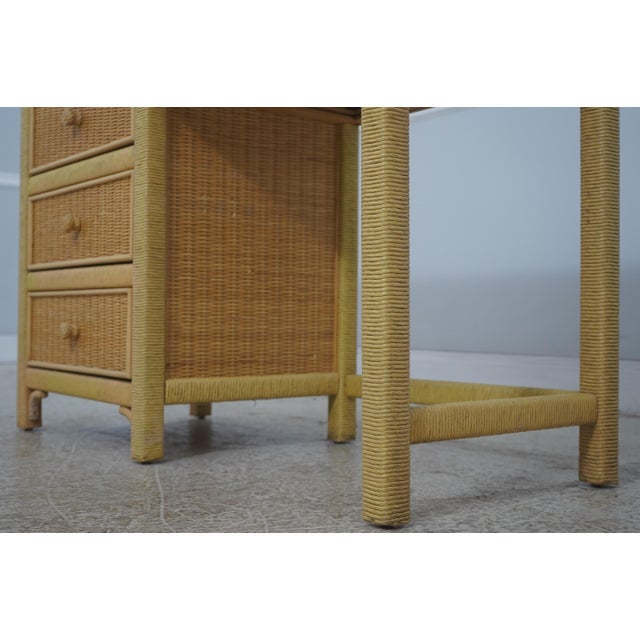 Brown Lexington Henry Link Woven Wicker Writing Desk & Chair For Sale - Image 8 of 18
