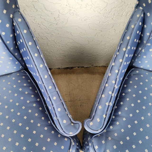 Textile Vintage Hollywood Regency Accent Slipper Armchairs Pair For Sale - Image 7 of 18