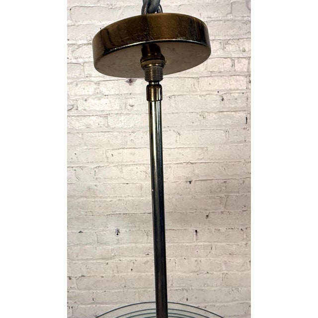 Modern 1980s Modern Brass & Glass Saucer Style Pendant For Sale - Image 3 of 6