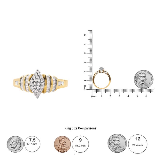 10K Yellow Gold 1/2 Cttw Diamond Pear Shaped Head and Multi Row Channel Set Shank Ring (H-I Color, SI2-I1 Clarity) - Ring Size 7 For Sale In New York - Image 6 of 6