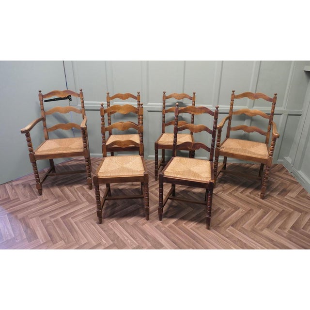 Wavy Ladder Back Dining Chairs, 1960s, Set of 6 For Sale - Image 4 of 8