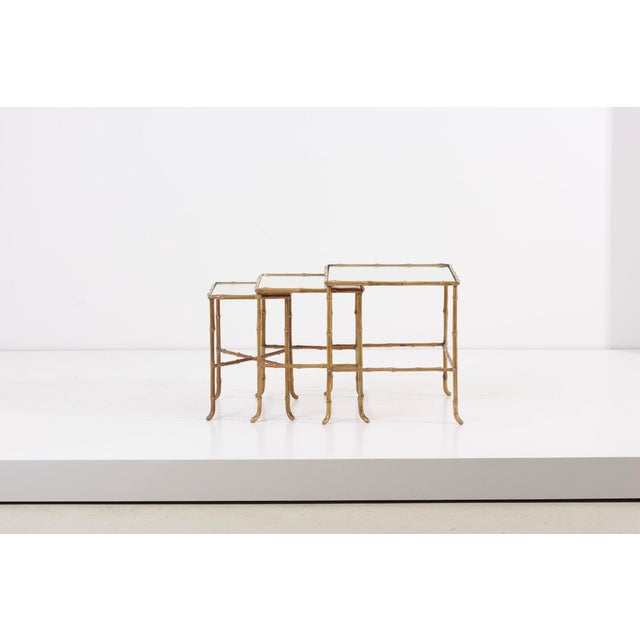 Nesting Tables with Mirrors by Maison Baguès, France, Set of 3 For Sale - Image 18 of 18