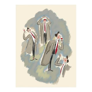 "The Wine Connoseur" Limited Edition Print on Etching Paper by Tug Rice 2018 For Sale