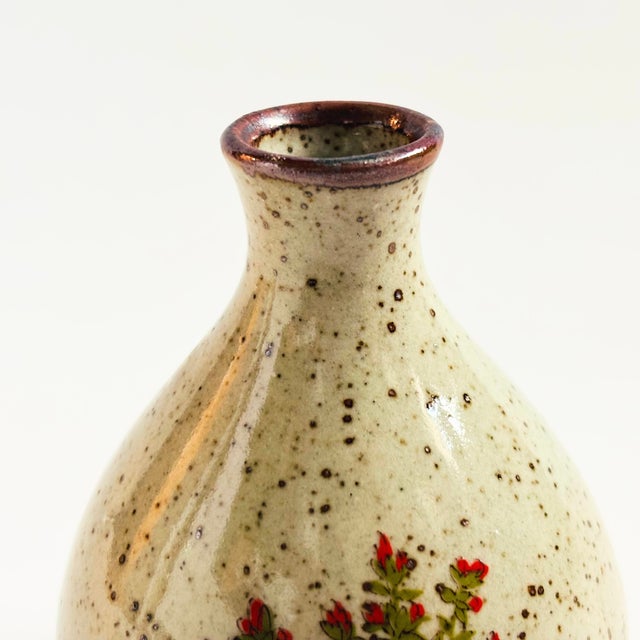 Speckled Floral Pottery Bud Vase by Takahashi For Sale In San Francisco - Image 6 of 9