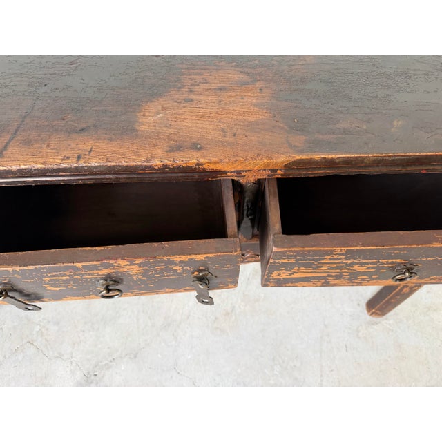 Black Vintage Chinese Black Lacquer Altar Console Table With Hand-Carved Apron For Sale - Image 8 of 12