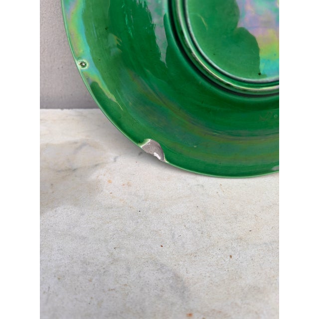 Late 19th Century English Green Majolica Leaf Plate Circa 1880 For Sale - Image 5 of 5