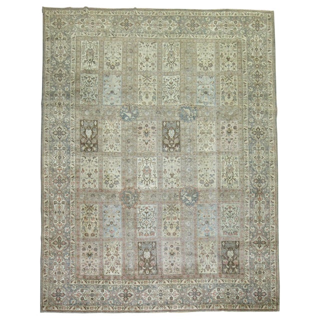 Garden Box Design Antique Persian Tabriz Room Size Rug For Sale - Image 15 of 18