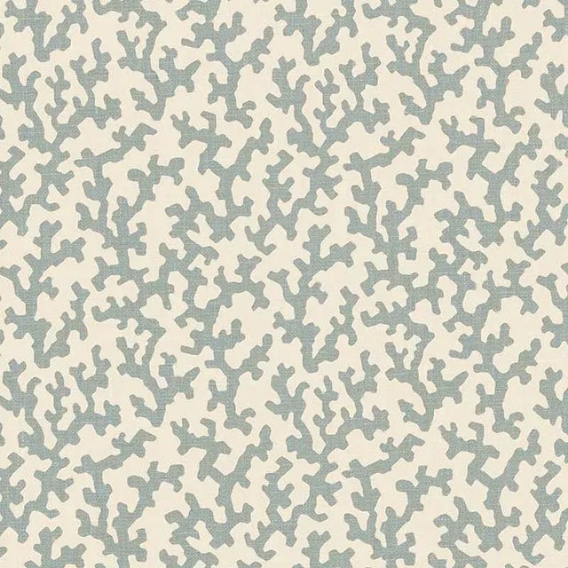 Schumacher X Veere Grenney Folly Fabric in Orpington Blue For Sale