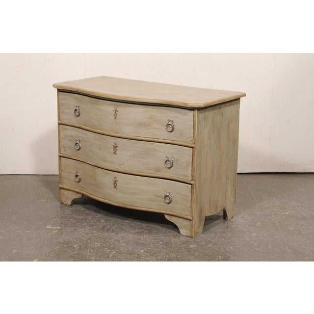 19th C.entury Swedish Painted Serpentine Chest, 19th C. For Sale - Image 9 of 11