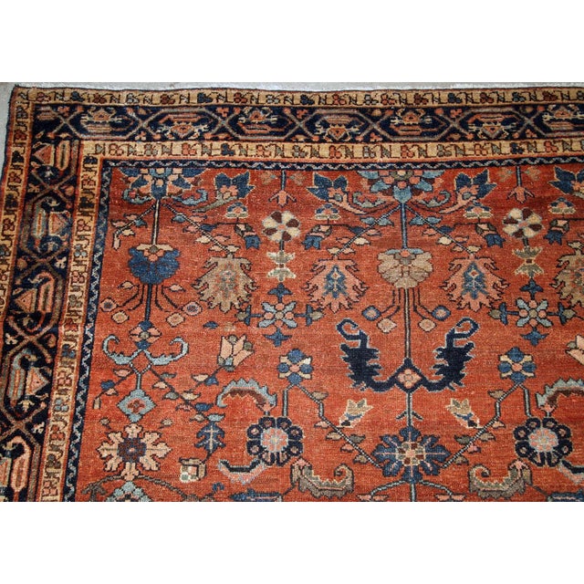 Textile 1920s, Handmade Antique Persian Hamadan Rug 4.1' X 6.3' For Sale - Image 7 of 9