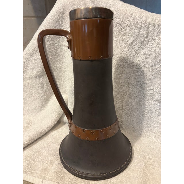 Ceramic Rare Antique 1896 Royal Doulton Siliconware Stoneware Jug Copper Accents Sterling Silver Rim For Sale - Image 7 of 14