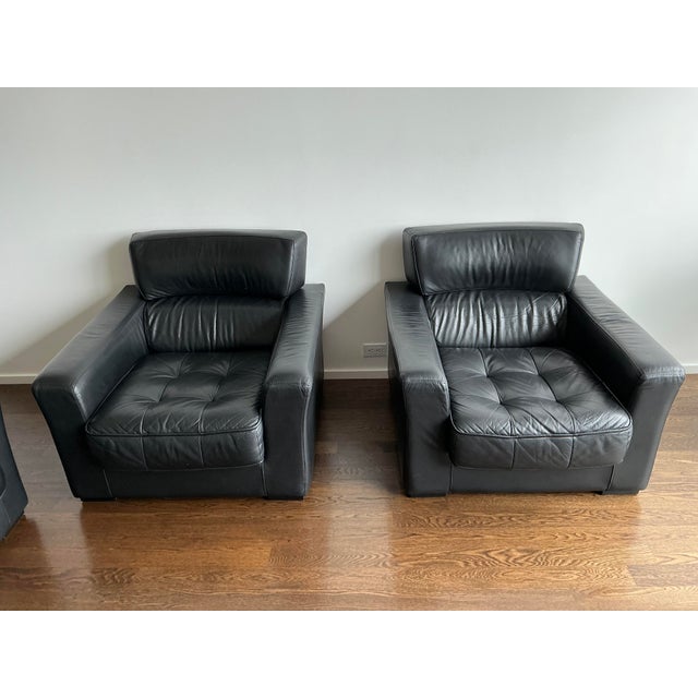 Animal Skin Iconic Roche Bobois Leather Sofa & Chair Set For Sale - Image 7 of 10