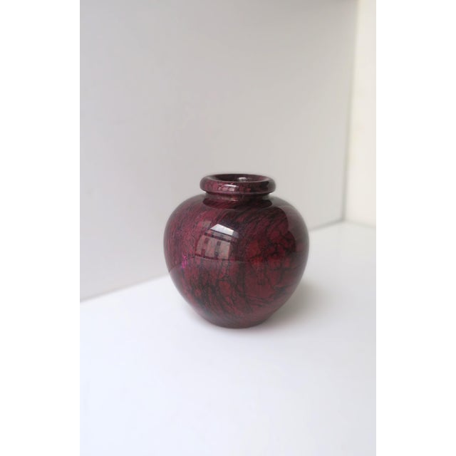 Italian Marble Red Burgundy Urn Vase For Sale - Image 4 of 8