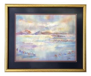 1990s Abstract Landscape Pastel Drawing