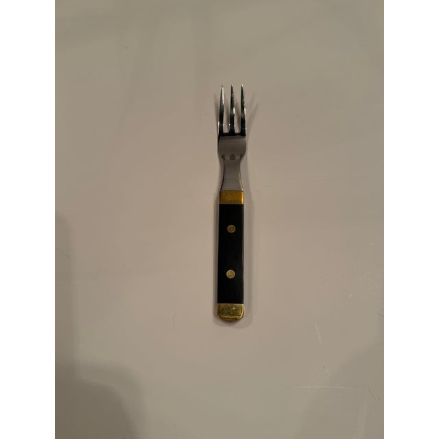 Rare Set of Vintage Swedish Stainless Steel Brass & Wood Flatware For Sale In Philadelphia - Image 6 of 15