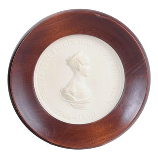 Circular Relief Plaque in Biscuit with Female Portrait from Meissen, 1970s For Sale